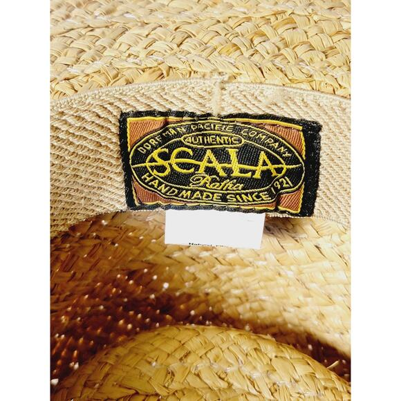 Scala Raffia Straw Hat Palm Tree Pineapple Band S/M 21.5” Summer Boho Coastal - Picture 8 of 10